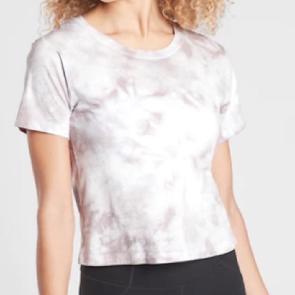 Athleta white and gray tie-dye short sleeve top size XS